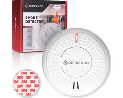 Deprendo 1x Rookmelder met 10 Jaar Batterij - Zonder Boren - Incl. 3M Magneet Montage - Magneetbevestiging - Voldoet aan Europese Norm EN14604