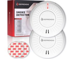 Deprendo 2x Rookmelder met 10 Jaar Batterij - Zonder Boren - Incl. 3M Magneet Montage - Magneetbevestiging - Voldoet aan Europese Norm EN14604