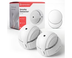 Deprendo 2x Rookmelder met 10 Jaar Batterij - Zonder Boren - Mini - Incl. Zelfklevende Montage pads - Voldoet aan Europese Norm EN14604