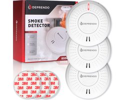 Deprendo 3x Rookmelder met 10 Jaar Batterij - Zonder Boren - Incl. 3M Magneet Montage - Magneetbevestiging - Rookmelders - Voldoet aan Europese Norm EN14604