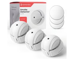 Deprendo 3x Rookmelder met 10 Jaar Batterij - Zonder Boren - Mini - Incl. Zelfklevende Montage pads - Voldoet aan Europese Norm EN14604