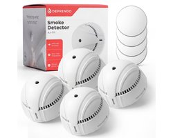 Deprendo 4x Rookmelder met 10 Jaar Batterij - Zonder Boren - Mini - Incl. Zelfklevende Montage pads - Voldoet aan Europese Norm EN14604