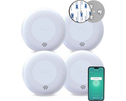Fiux FXC-3 Slimme combimelder - Rookmelder en Koolmonoxidemelder - 10 Jaar batterij - Co melder - Met magneetset montage - Koppelbaar met App- 4 stuks
