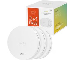 Hombli Slimme Rookmelder met Magneet - Brandmelder - 10 jaar batterij - 85dB - App & mobiele meldingen - Eenvoudige installatie - 3 stuks - Wit