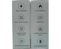 Rookmelder DIN EN 14604, 10 jaar batterij - CR123A - met lithium-ion batterij - Fotoelektrische rookmelder - TUV Certificaat