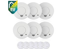 Rookmelderset - 6x Smartwares Rookmelder FSM-11510 – Inclusief 5 jarige batterij – Inclusief 6x FOT-14001 Universele bevestigingsset - Multipack