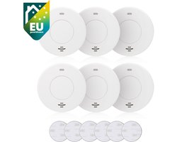 Rookmelderset - 6x Smartwares Rookmelder FSM-12001 - 10 jarige batterij - Inclusief 6x FOT-14001 bevestigingsset - Multipack