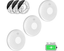 SAVS CS11 Combimelder 3-pack - Rook en koolmonoxide - 10 Jaar batterij - Geen LED lampje - Rookmelder en koolmonoxidemelder met extra dun design - Rook én CO melder - Montage zonder boren