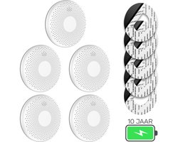 SAVS CS11 Combimelder 5-pack - Rook en koolmonoxide - 10 Jaar batterij - Geen LED lampje - Rookmelder en koolmonoxidemelder met extra dun design - Rook én CO melder - Montage zonder boren
