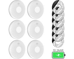 SAVS CS11 Combimelder 6-pack - Rook en koolmonoxide - 10 Jaar batterij - Geen LED lampje - Rookmelder en koolmonoxidemelder met extra dun design - Rook én CO melder - Montage zonder boren