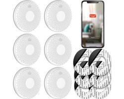 SAVS CS11W Slimme combimelder met wifi 6-pack - Tuya Smart Home app - Rook en koolmonoxide - 10 Jaar batterij - Geen LED lampje - Rookmelder en koolmonoxidemelder met extra dun design - Rook én CO melder - Montage zonder boren