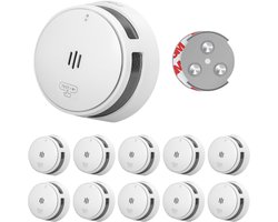 SAVS S10 Rookmelder 10-pack - 10 Rookmelders - 10 jaar batterij - Met magneet montage - Compact design - Voldoet aan Europese norm - Infrarood sensor - Brandalarm zonder boren
