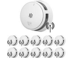 SAVS S10-W Draadloos koppelbare rookmelder - 10 Rookmelders - LinkSmart® - 10 jaar batterij - Optioneel WiFi - Infrarood sensor - Koppelbaar brandalarm