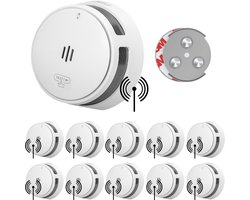 SAVS S10-W Draadloos koppelbare rookmelder - 10 rookmelders met magneet montage - LinkSmart® - 10 jaar batterij - Optioneel WiFi - Infrarood sensor - Koppelbaar brandalarm zonder boren