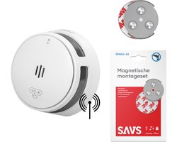 SAVS S10-W Draadloos koppelbare rookmelder - Met magneet montage - LinkSmart® - 10 jaar batterij - Optioneel WiFi - Infrarood sensor - Koppelbaar brandalarm zonder boren