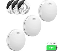 SAVS SM11 Rookmelder 3-pack - 10 jaar batterij - Rookmelders met extra dun design - Geen LED lampje - Montage zonder boren - Voldoet aan Europese norm - Brandalarm