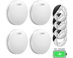 SAVS SM11 Rookmelder 4-pack - 10 jaar batterij - Rookmelders met extra dun design - Geen LED lampje - Montage zonder boren - Voldoet aan Europese norm - Brandalarm