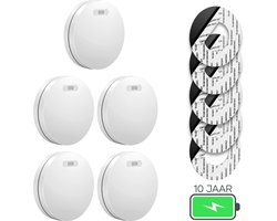 SAVS SM11 Rookmelder 5-pack - 10 jaar batterij - Rookmelders met extra dun design - Geen LED lampje - Montage zonder boren - Voldoet aan Europese norm - Brandalarm