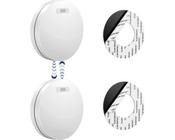 SAVS SM11R4 Draadloos koppelbare rookmelder 2-pack - SafeLink - 10 jaar batterij - Rookmelders met extra dun design - Geen LED lampje - Montage zonder boren - Voldoet aan Europese norm - Koppelbaar brandalarm