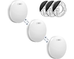 SAVS SM11R4 Draadloos koppelbare rookmelder 3-pack - SafeLink - 10 jaar batterij - Rookmelders met extra dun design - Geen LED lampje - Montage zonder boren - Voldoet aan Europese norm - Koppelbaar brandalarm