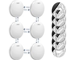 SAVS SM11R4 Draadloos koppelbare rookmelder 6-pack - SafeLink - 10 jaar batterij - Rookmelders met extra dun design - Geen LED lampje - Montage zonder boren - Voldoet aan Europese norm - Koppelbaar brandalarm