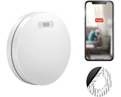 SAVS SM11W Slimme rookmelder met wifi - 10 Jaar batterij - Tuya Smart Home app - Geen LED lampje - Montage zonder boren - Rookmelders met extra dun design - Voldoet aan Europese norm - Brandalarm