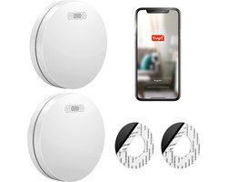 SAVS SM11W Slimme rookmelder met wifi 2-pack - 10 Jaar batterij - Tuya Smart Home app - Geen LED lampje - Montage zonder boren - Rookmelders met extra dun design - Voldoet aan Europese norm - Brandalarm