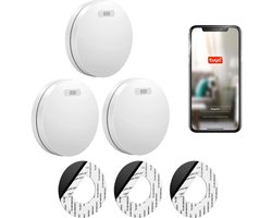 SAVS SM11W Slimme rookmelder met wifi 3-pack - 10 Jaar batterij - Tuya Smart Home app - Geen LED lampje - Montage zonder boren - Rookmelders met extra dun design - Voldoet aan Europese norm - Brandalarm