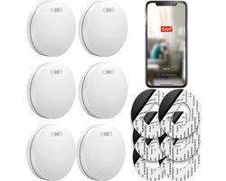 SAVS SM11W Slimme rookmelder met wifi 6-pack - 10 Jaar batterij - Tuya Smart Home app - Geen LED lampje - Montage zonder boren - Rookmelders met extra dun design - Voldoet aan Europese norm - Brandalarm