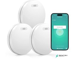 Sentry ONE – Smart Rookmelder 3-Pack – WiFi & App – 10 Jaar Batterij – Draadloos Koppelbare Slimme Rookmelder / Brandmelder – Complete Set
