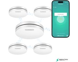 Sentry One® Smart Rookmelder – 5-Pack – Holiday Tech Deal – Slimme WiFi Rookmelders – 10 Jaar Sensor – NEN-14604 – Perfect Cadeau voor Veilig Thuis
