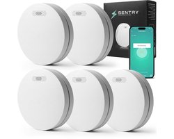 Sentry ONE – Smart Rookmelder 5-Pack – WiFi & App – 10 Jaar Batterij – Draadloos Koppelbare Slimme Rookmelder / Brandmelder – Ideale Set voor Woning