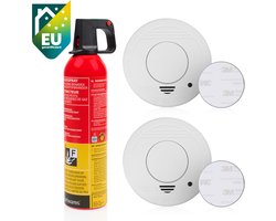 Set van 3 - 1x2 Smartwares 10.048.28 Rookmelder - 1x Smartwares FEX-15371 Brandblusser Spray - 2x Smartwares FOT-14001 Universele bevestigingsset