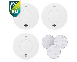 Set van 3 - 3x Smartwares Rookmelder FSM-12001 - 10 jarige batterij - Inclusief 3x FOT-14001 bevestigingsset - Multipack