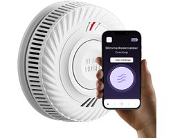 Slimme Rookmelder - Koppelbaar - 10 Jaar Batterij - Ontvang meldingen - WiFi (2.4GHz) – Brandmelder – Draadloos Brandalarm – Inclusief Zelfklevende Montagekit – Zonder Abonnement of Hub - Voldoet aan EU-regelgeving