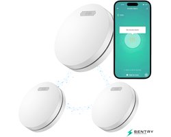 Smart Rookmelder 3-Pack – Sentry ONE – WiFi & App – 10 Jaar Batterij – NEN-14604 – Draadloos Koppelbare Slimme Rookmelder / Brandmelder – Complete Set