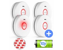 USAFE® Rookmelder Set 4 Stuks – 3+1 Gratis Inclusief Magneetmontage – 10 Jaar Batterij – 85dB Alarm & LED – Brandalarm EN 14604 Gecertificeerd