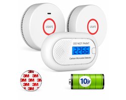 USAFE® Rookmelder set van 2 en Koolmonoxidemelder - Rookmelders met 10 jaar batterij - CO melder en Brandmelder met Magneetmontage