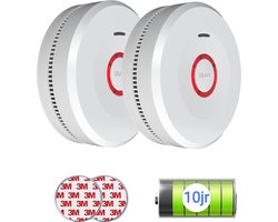 USAFE® Rookmelder set van 2 - Rookmelders met 10 jaar batterij - Brandmelder met Magneetmontage, 85dB en LED Alarm