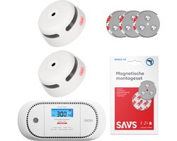 X-Sense Brandpreventieset - 2 Rookmelders en 1 Koolmonoxidemelder - 10 jaar batterij - Met magneet montage - Brandalarm en CO melder zonder boren