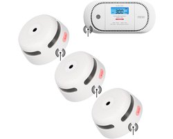 X-Sense Brandpreventieset XS01-W Draadloos koppelbare rookmelder en XC01P-WR Koppelbare koolmonoxidemelder - 3 Rookmelders en 1 CO melder - 10 jaar batterij - Voldoet aan Europese norm - Koppelbaar brandalarm
