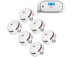 X-Sense Brandpreventieset XS01-W Draadloos koppelbare rookmelder en XC01P-WR Koppelbare koolmonoxidemelder - 6 Rookmelders en 1 CO melder - 10 jaar batterij - Voldoet aan Europese norm - Koppelbaar brandalarm