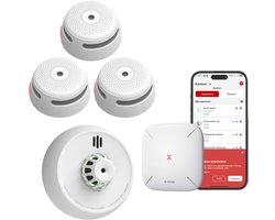 X-Sense Link+ Pro Slimme bundel - 3 XS01-M Rookmelders, 1 XH02-M Hittemelder en SBS50 Base Station - Werkt via app - WiFi gateway - Draadloos RF koppelbaar - Brandalarm en Keukenmelder - Smart home Warmtemelder