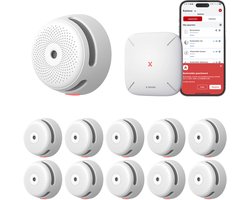 X-Sense Link+ Pro Slimme Rookmelder bundel - 10 XS01-M Rookmelders en SBS50 Base Station - Werkt via app - WiFi gateway - Draadloos RF koppelbaar - Brandalarm - Smart home