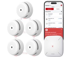 X-Sense Link+ Pro Slimme Rookmelder bundel - 5 XS01-M Rookmelders en SBS50 Base Station - Werkt via app - WiFi gateway - Draadloos RF koppelbaar - Brandalarm - Smart home