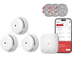 X-Sense Link+ Pro Slimme Rookmelder bundel zonder boren - 3 XS01-M Rookmelders en SBS50 Base Station - Met magneet montage - Werkt via app - WiFi gateway - Draadloos RF koppelbaar - Brandalarm - Smart home