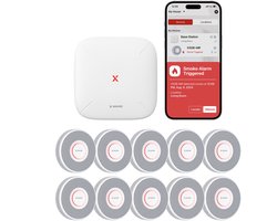 X-Sense Link+ Pro Slimme Voice Rookmelder bundel - 10 XS0B-MR Rookmelders en SBS50 Base Station - Gesproken meldingen - Werkt via app - WiFi gateway - Draadloos RF koppelbaar - Brandalarm - Smart home