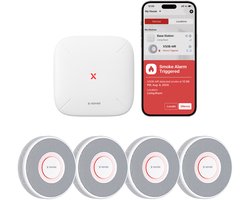 X-Sense Link+ Pro Slimme Voice Rookmelder bundel - 4 XS0B-MR Rookmelders en SBS50 Base Station - Gesproken meldingen - Werkt via app - WiFi gateway - Draadloos RF koppelbaar - Brandalarm - Smart home