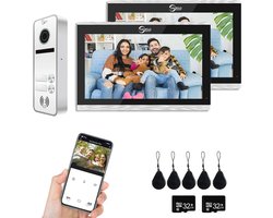 1080P Video Deurtelefoon met 10 Inch Touchscreen en Bewegingsdetectie - Intercom Systeem voor Twee Gezinnen