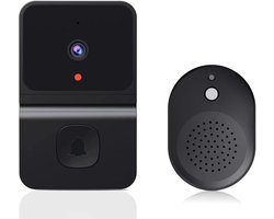 1080P videodeurbel, 2.4G camera met beltoon, nachtzicht, HD groothoeklens, cloudopslag, tweewegsaudio, beveiligingscamera voor thuis - zwart